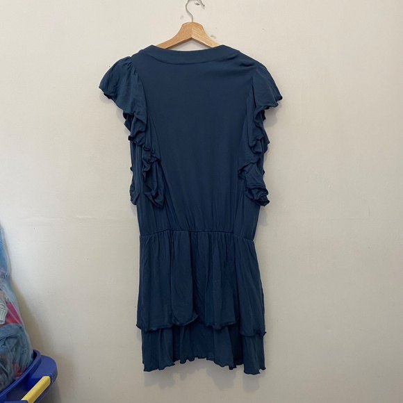 **$5 SALE** Allette Brooklyn Blue V-Neck Ruffle Mini Dress - Picture 4 of 4